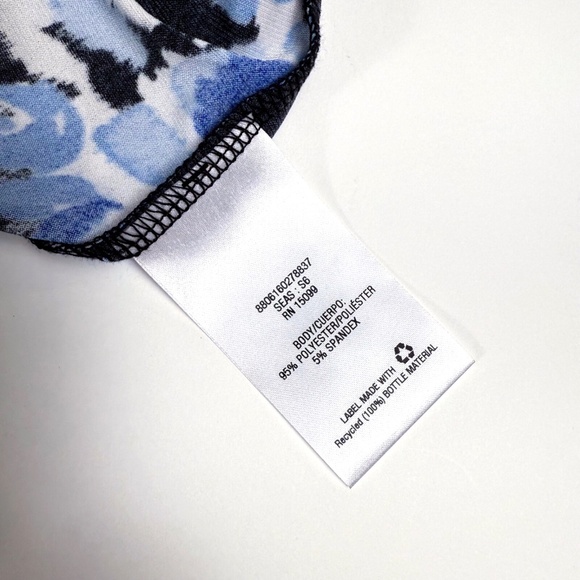 Covington Black & Blue Floral Tie Waist V-Neck Dress Medium Petite 🌸🖤💙 - Picture 14 of 15